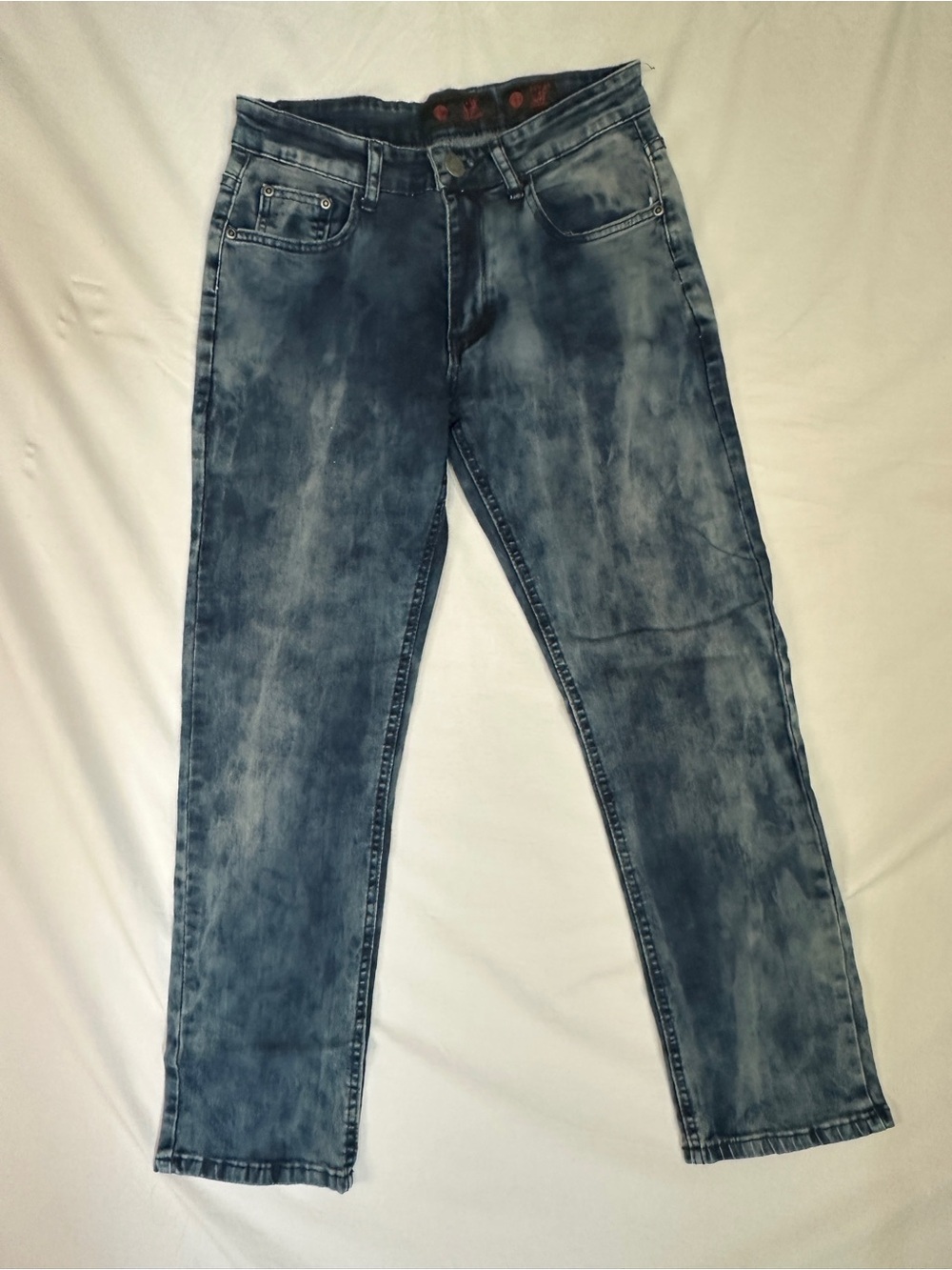 Acid Washed Boyfriend Jeans in Blue